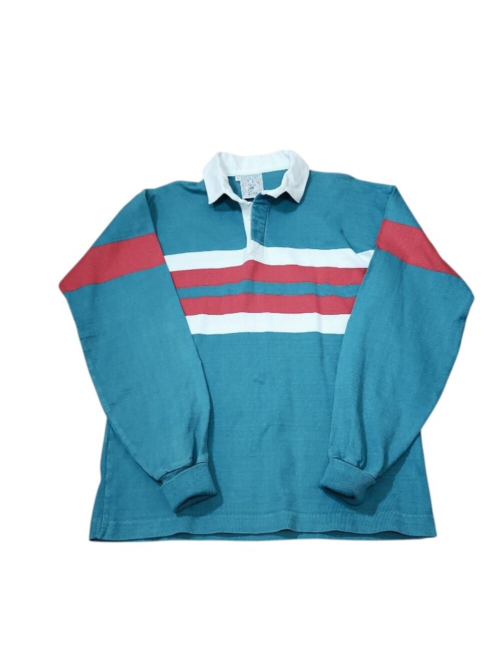 Vintage Lands End Rugby Shirt Mens XL Heavy Cotton Long Sleeve 80s Made in USA